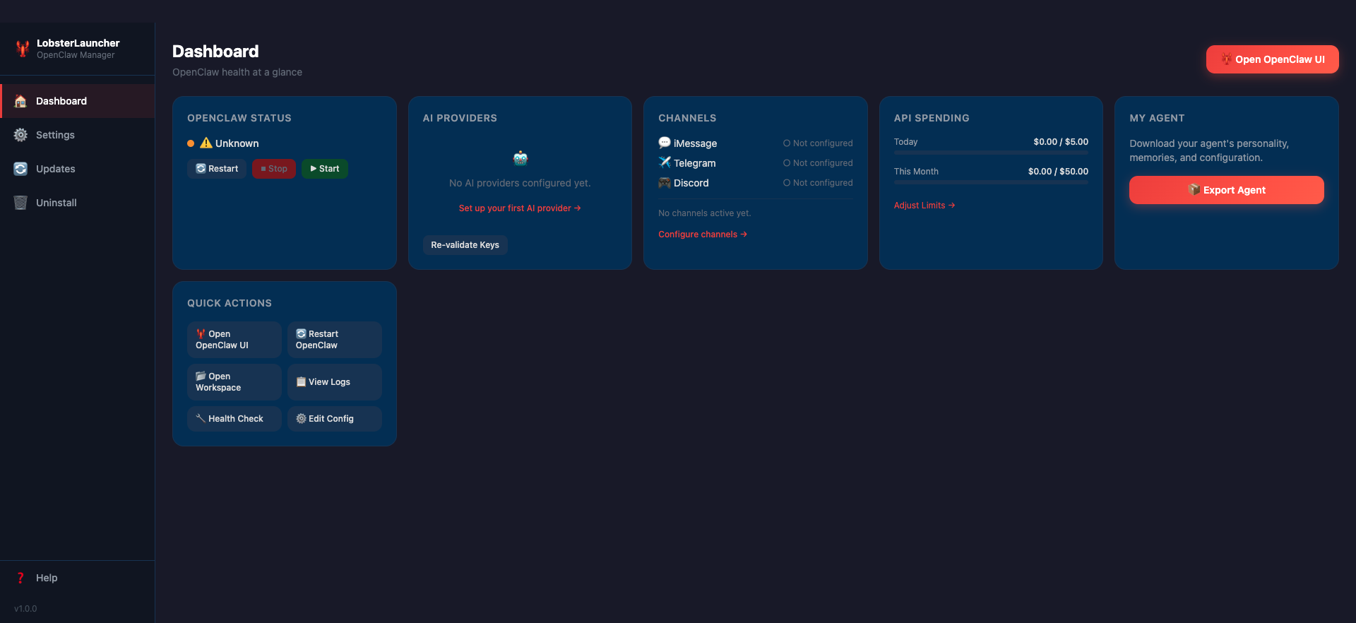 LobsterLauncher Dashboard